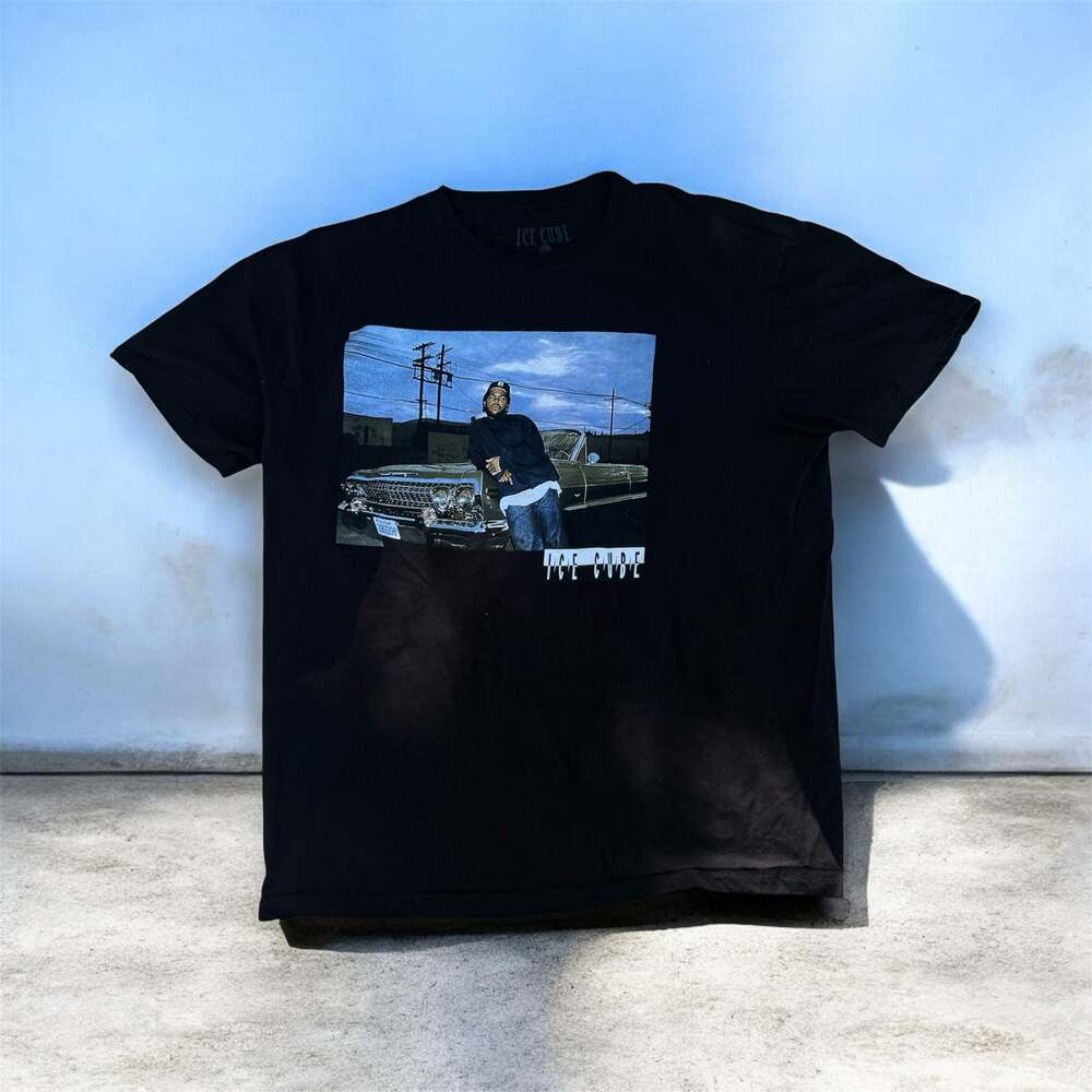 Ice Cube Graphic T-Shirt Old School Impala Photo Black Rap Tee